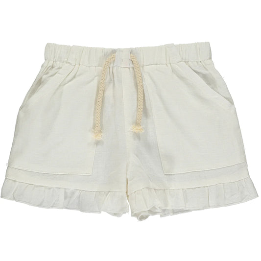 Brynlee Ruffle Shorts in White
