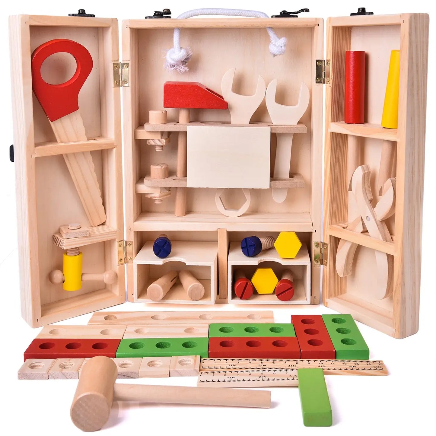 Wooden Toy Tool Box Set For Kids